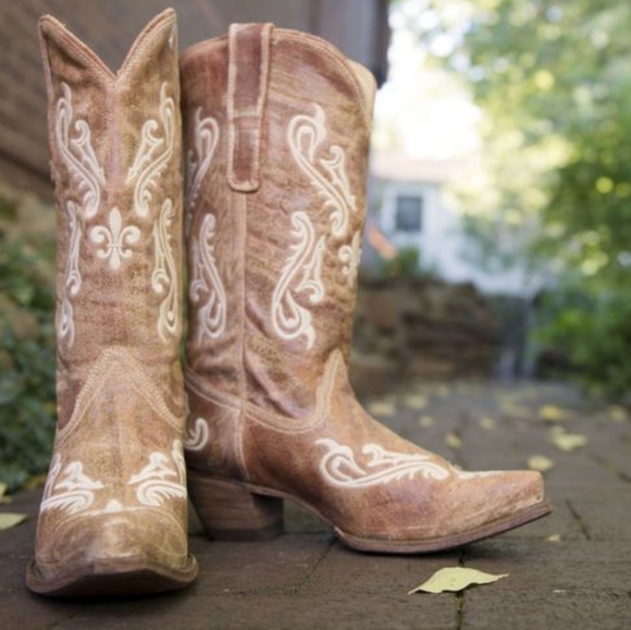 CORRAL R1974 Honey Cortez ivory scroll & fleur de lis cowgirl western boots sz 6 - Picture 2 of 16
